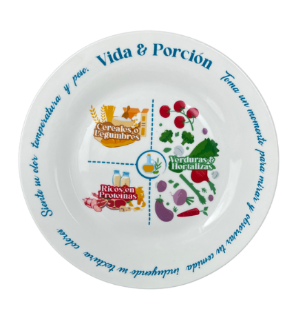 Plato saludable bajo en calorías con vegetales, proteína magra y carbohidrato balanceado – VitaPorción